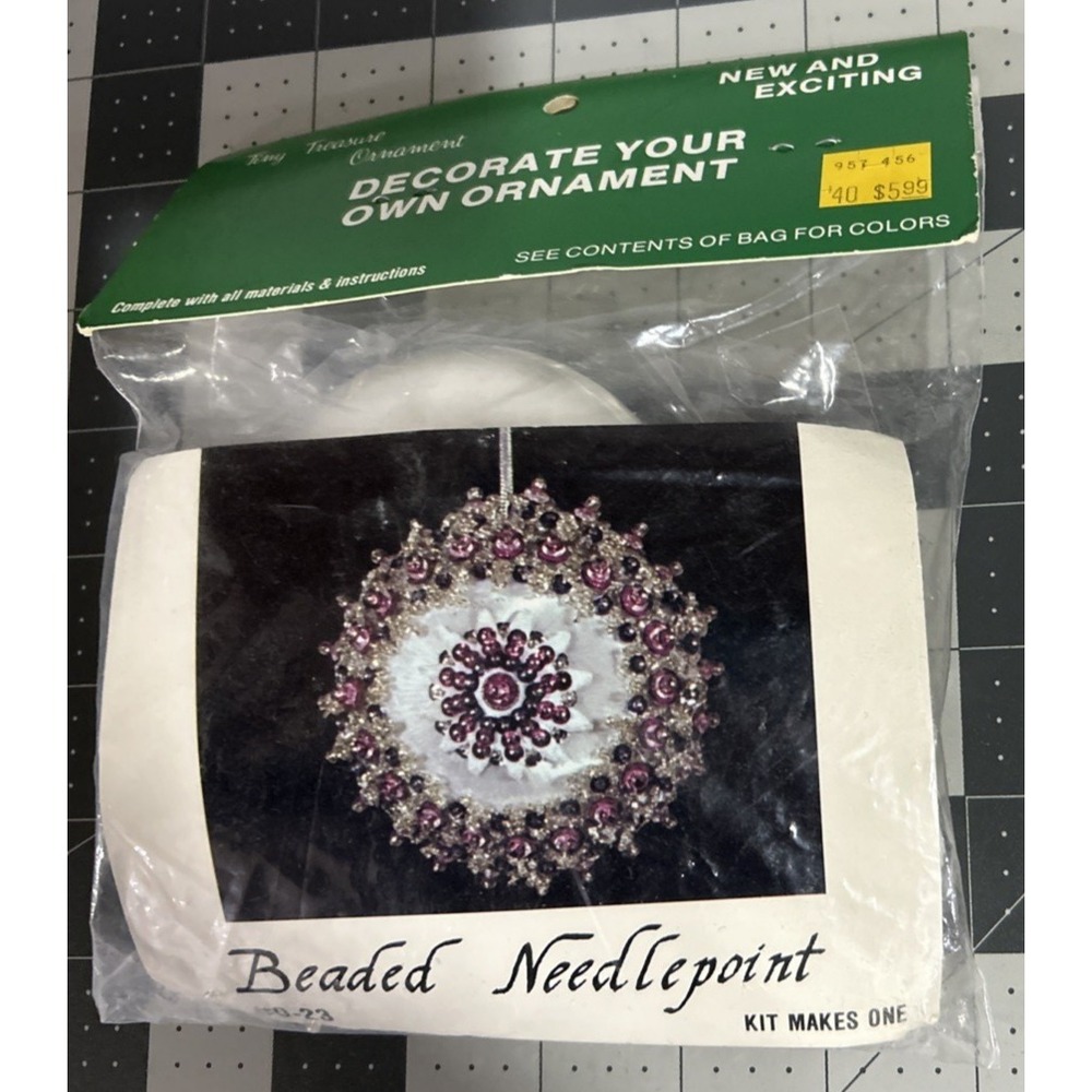 Vintage Beaded Needlepoint Ornament Kit New Sealed in Package USA Made NIP